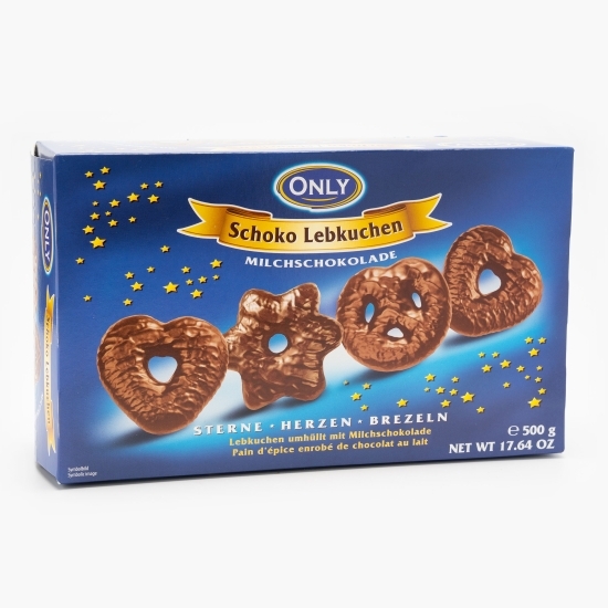 Turtă dulce cu ciocolată și lapte stele-inimă-covrigi 500g