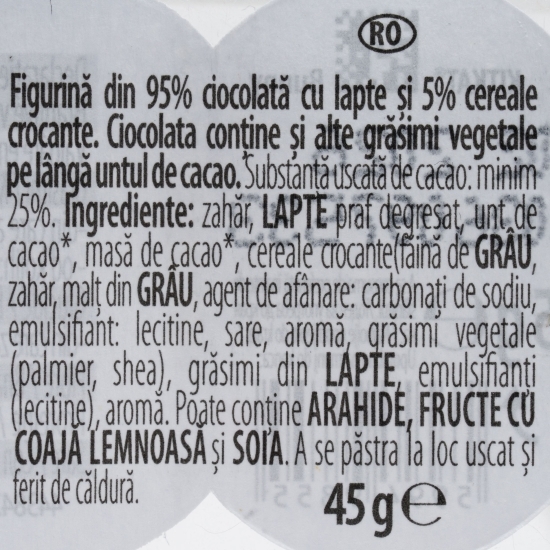 Iepuraș de ciocolată cu cereale crocante 45g