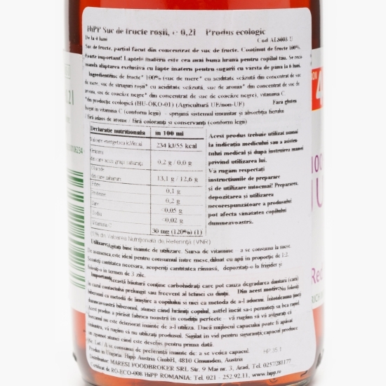 Suc de fructe roșii eco, +4 luni, 200ml