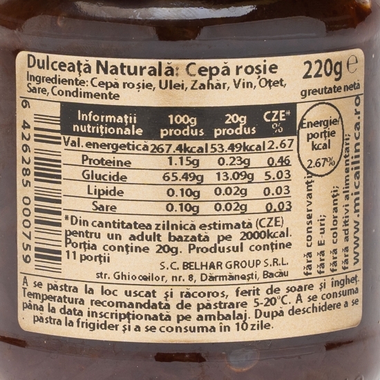 Dulceață naturală de ceapă roșie 220g