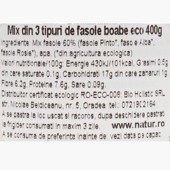 Mix 3 tipuri de fasole boabe eco 400g