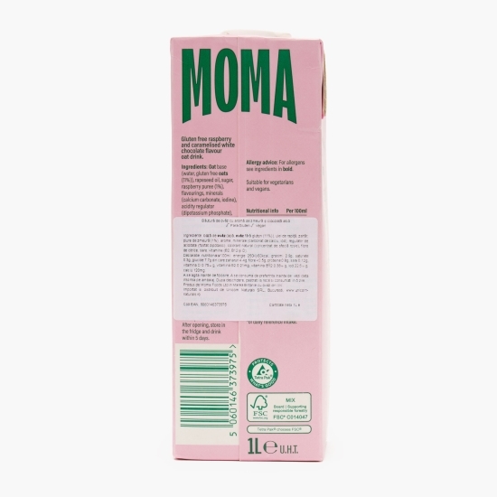 Băutură vegetală din ovăz cu zmeură și ciocolată albă 1l