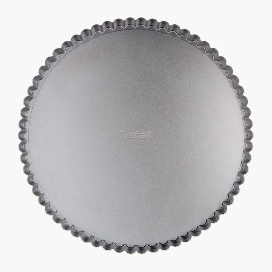 Tavă formă de copt Delibake, 28cm, bază detașabilă, înveliș antiaderent, argintiu/roșu