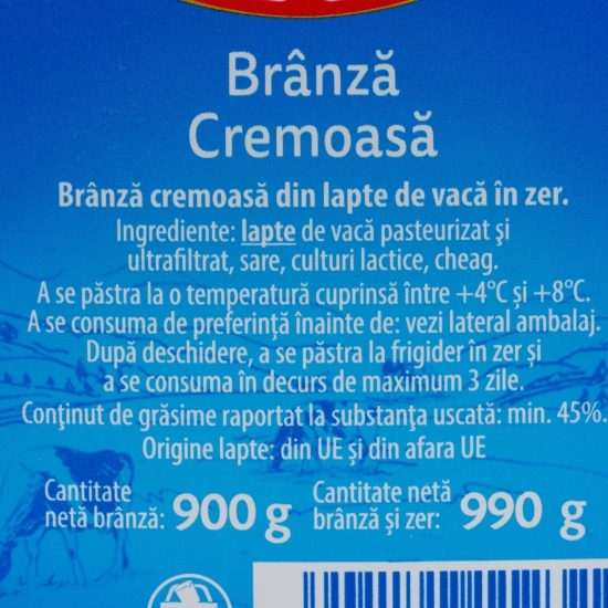 Brânză cremoasă de vacă 900g