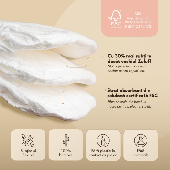 Scutece chiloțel din bambus mărimea 5, 13-18kg, 78 buc