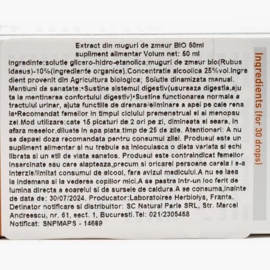 Extract din muguri de zmeur bio 50ml