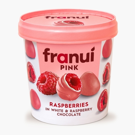 Zmeură în ciocolată albă și ciocolată cu zmeură 150g