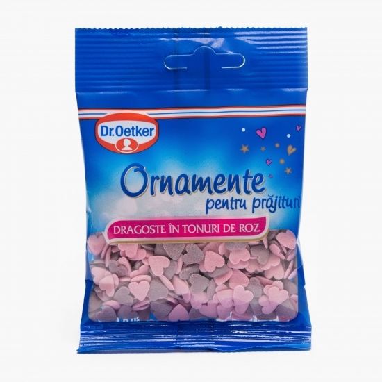 Ornamente pentru prăjituri dragoste în tonuri roz 30g