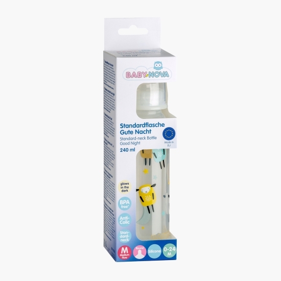 Biberon Noapte Bună cu gât standard, 0-24 luni,  240ml 