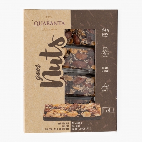 Mini batoane cu migdale, stafide și ciocolată neagră 120g