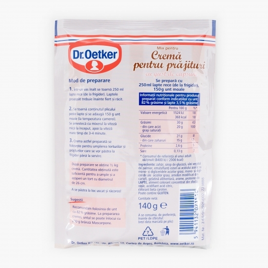 Mix pentru cremă pentru prăjituri cu gust de căpșuni 140g 