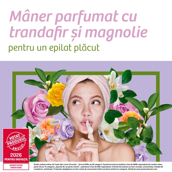 Aparat de ras pentru femei Soleil Escape cu 5 lame, Trandafir & Magnolie, 2 buc
