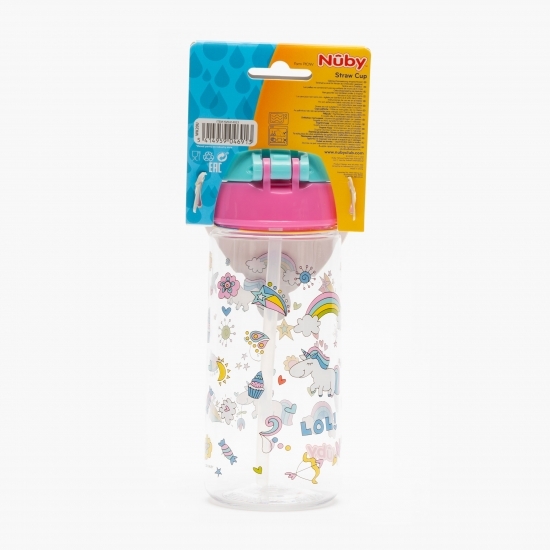 Pahar din tritan cu pai și capac, +3 ani, 360ml