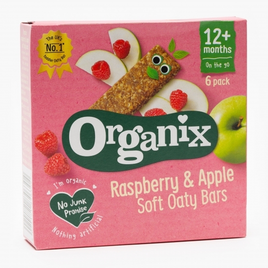 Batoane ecologice din ovăz integral cu mere și zmeură, 12+ luni, 180g