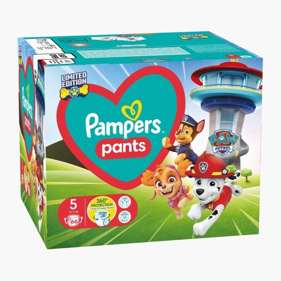 Scutece chiloțel Pants Patrula Cățelușilor, mărimea 5, 12-17 kg, 66 buc