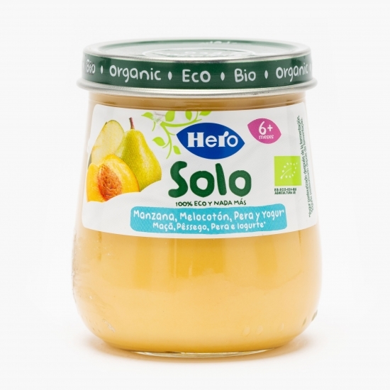 Gustare eco măr, piersică și pară și iaurt, +6 luni, 120g