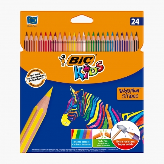 Creioane colorate Kids Evolution Stripes 24 buc