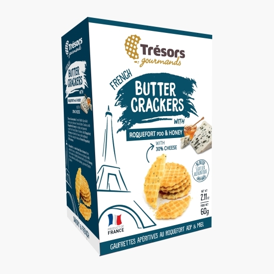 Crackers cu unt, brânză Roquefort & miere 60g