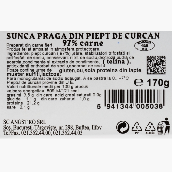 Șuncă Praga din piept de curcan 170g