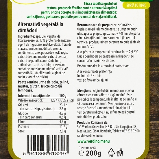 Cârnați vegetali tip Salsiccia 200g