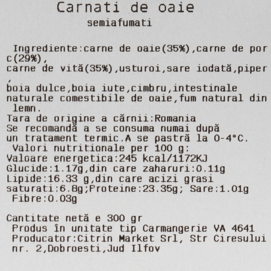 Carnați de oaie semiafumați 300g