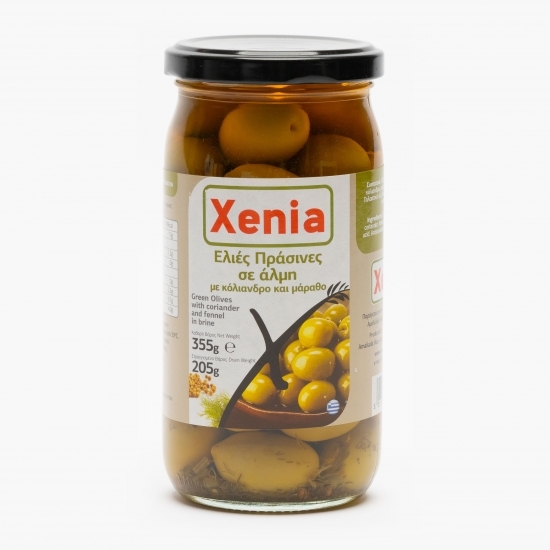 Măsline verzi cu coriandru în saramură 355g