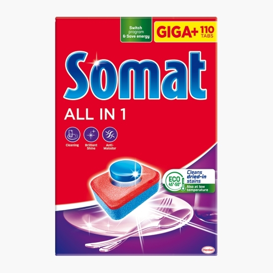 Detergent pentru mașina de spălat vase All în one, 110 tablete