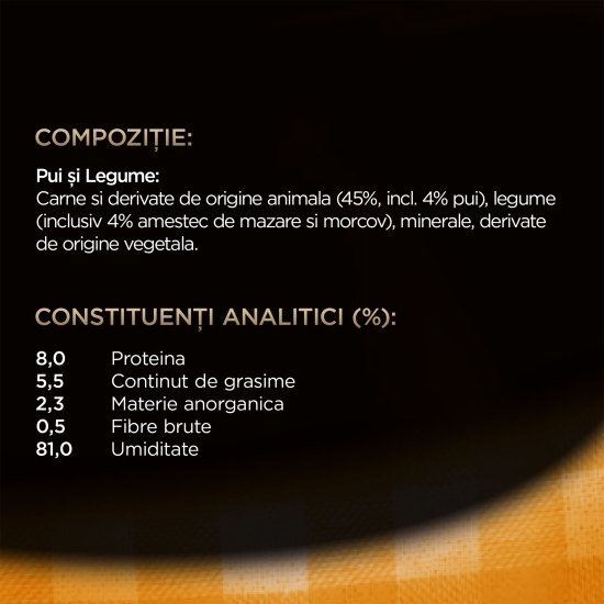 Hrană umedă pentru câini adulți, 100g, cu pui și legume gustoase în sos