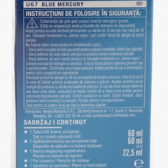 Vopsea de păr permanentă Urban Metallics U67 Blue mercury 142.5ml
