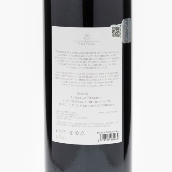 Vin roșu sec Syrah, 14%, 750ml