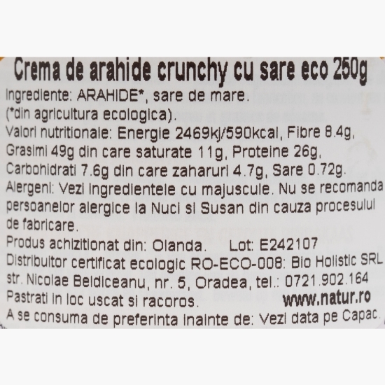 Cremă de arahide eco crunchy, cu sare 250g