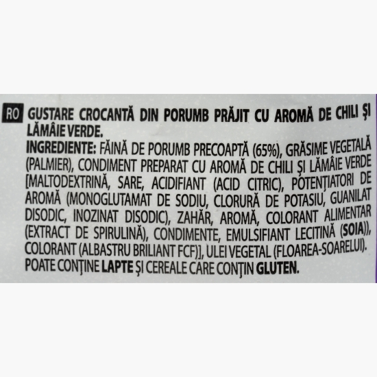 Snacks din porumb cu aromă de chili și lămâie verde Blue Heat 90g