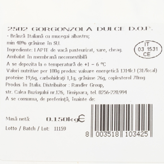 Brânză Gorgonzola dulce 150g