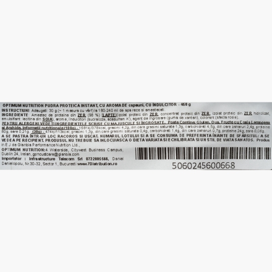 Proteine din zer 100% Whey Gold Standard, aromă căpșuni, 450g 