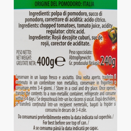 Roșii decojite cuburi 400g