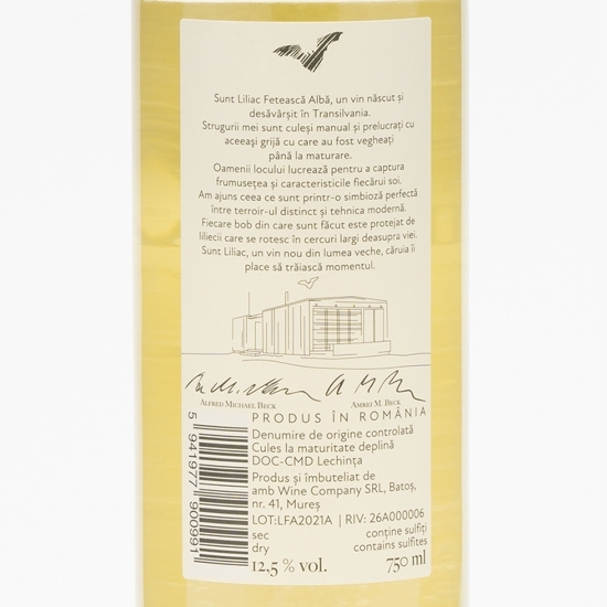 Vin alb sec Fetească Albă, 12.5%, 0.75l