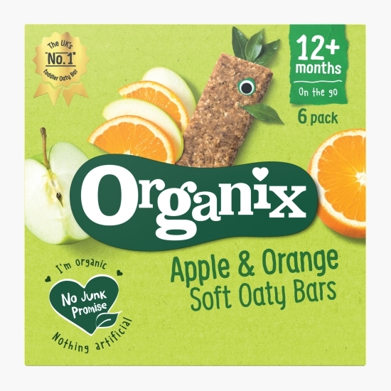 Batoane ecologice din ovăz integral cu mere și portocale, 12+ luni, 180g