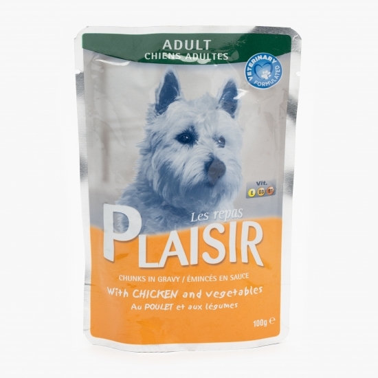 Hrană umedă pentru câini adult, 100g, pui și legume