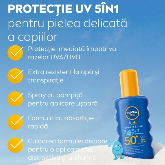 Spray colorat de protecție solară pentru copii SPF 50+ Protect & Care 200ml