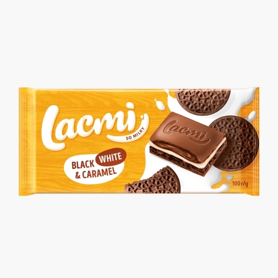 Ciocolată cu lapte cu umplutură de lapte, caramel și biscuiți de cacao 100g