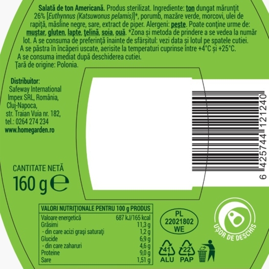 Salată de ton americană 160g