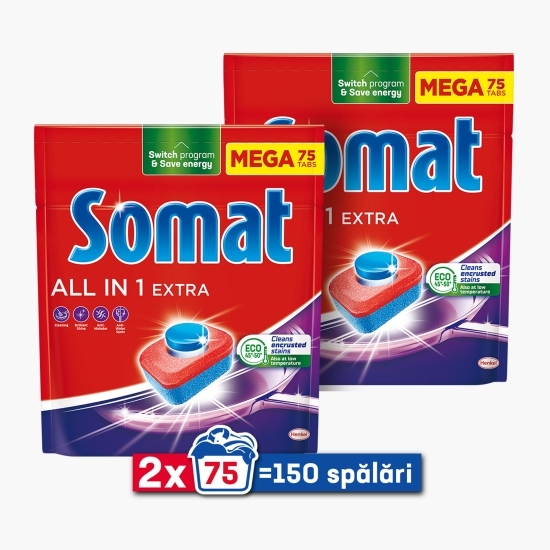 Detergent pentru mașina de spălat vase All in One Extra, 2x75 tablete