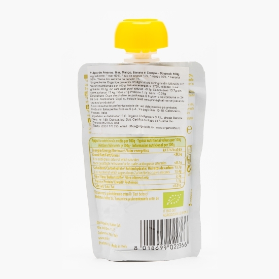 Pulpă de ananas, măr, mango, banană și cânepă eco 100g