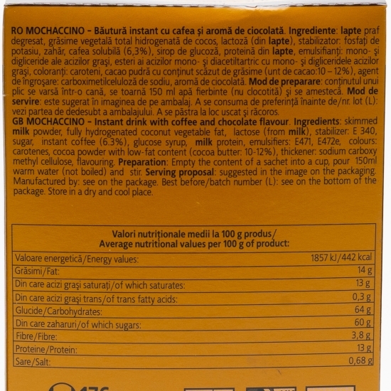 Cappuccino Mochaccino plicuri 8x22g, băutură instant 