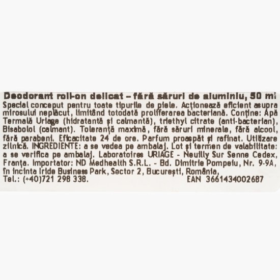 Deodorant roll-on delicat fără aluminiu 50ml