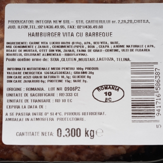 Hamburgeri de vită cu BBQ 300g