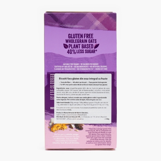 Biscuiți fără gluten din ovăz integral cu fructe 160g