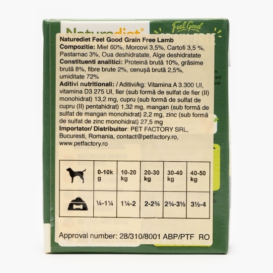 Hrană umedă pentru câini, pate fără cereale, 390g, Feel Good cu miel, morcov, cartof și păstârnac