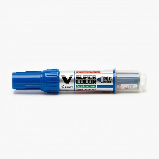 Marker permanent VSuper Color, 4.5 mm, vârf rotund, albastru