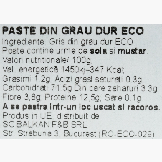 Paste eco Fusilli din grâu dur 500g